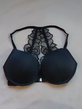 Adore Me Black Lace Racerback Push-Up Bra 30D